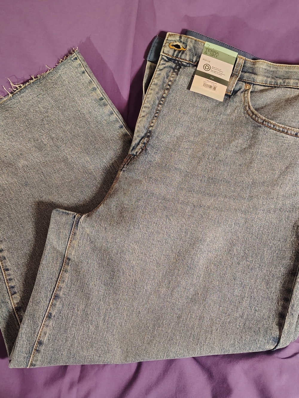 Terra & Sky Light Blue Ankle Straight Jeans 24W